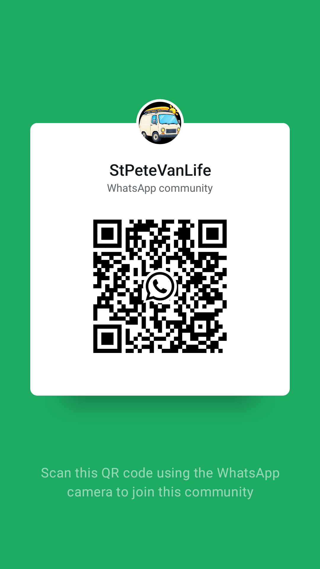 QR code for the StPeteVanLife WhatsApp community